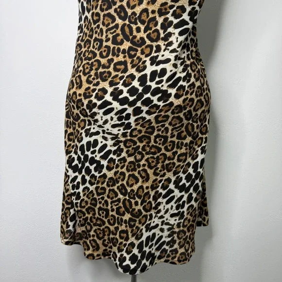Speechless Leopard Print Mini Slip Dress Small Y2K 90s Spaghetti Strap Cowl Neck - Picture 6 of 9